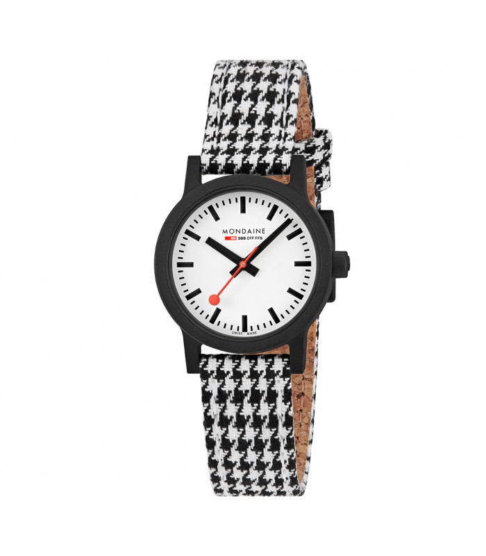 Mondaine essence bianco e nero, orologio donna piede de poule