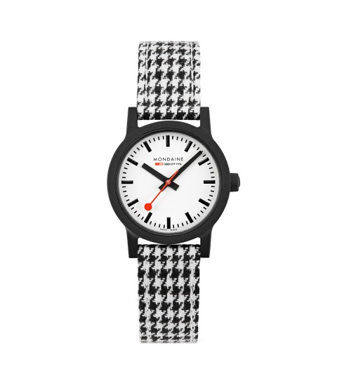 Mondaine essence bianco e nero, orologio donna piede de poule