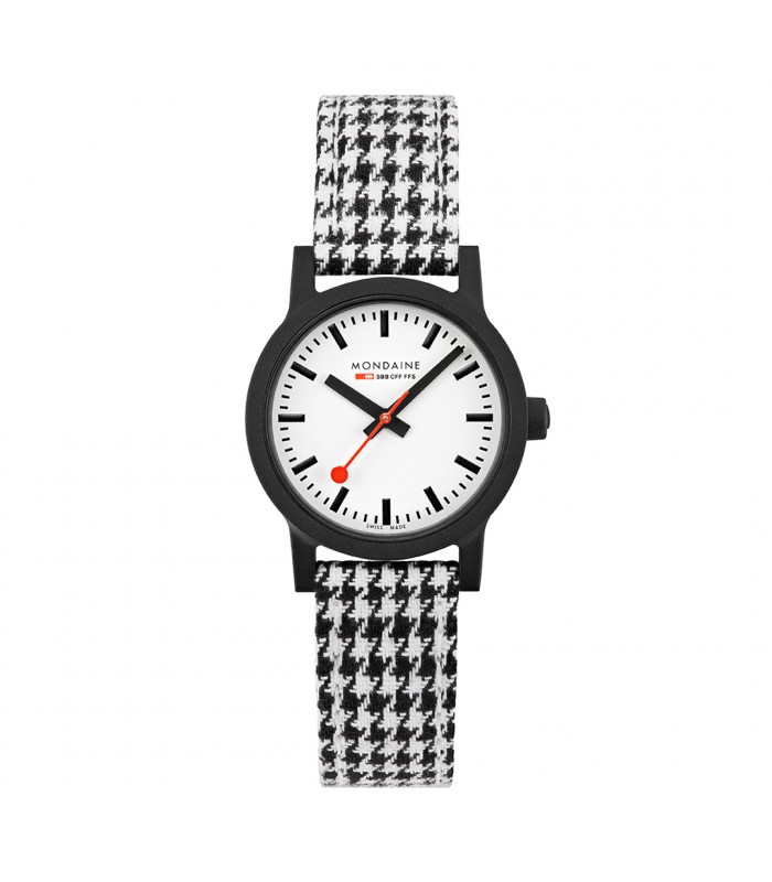 Mondaine essence bianco e nero, orologio donna piede de poule