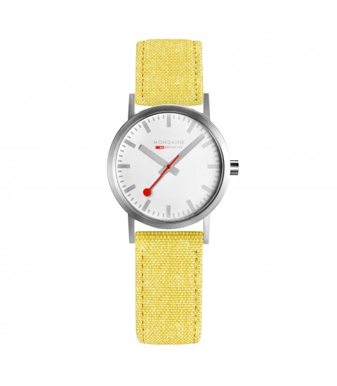 Orologio Mondaine Classic da donna vegano, cinturino giallo, A658.30323.17SBE