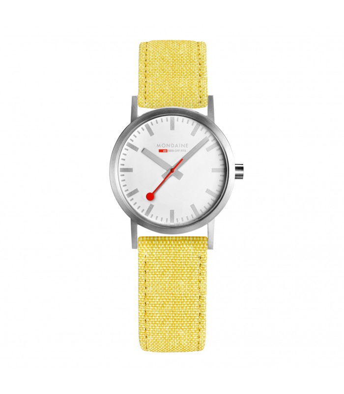 Orologio Mondaine Classic da donna vegano, cinturino giallo, A658.30323.17SBE