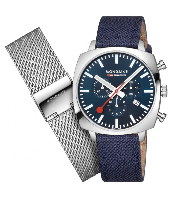 Mondaine Cronografo Cushion Blu MSL.41440.LD.SET