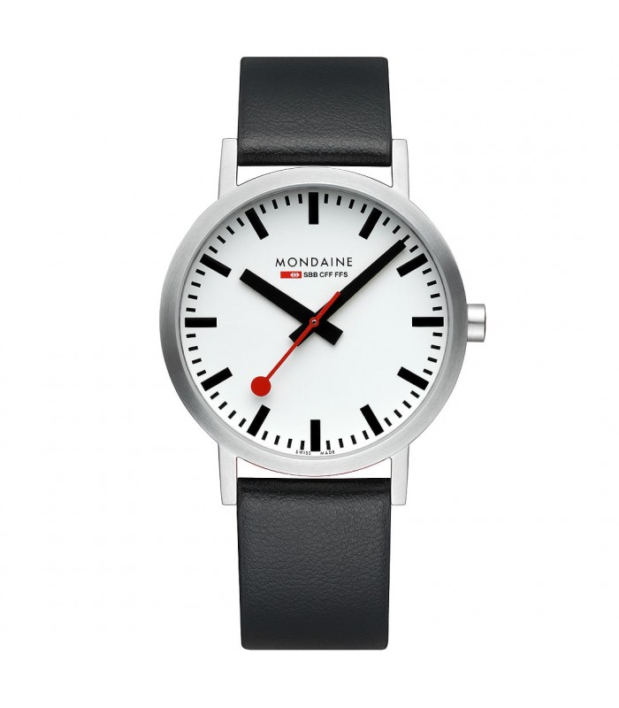 Orologio Mondaine Classic 40 mm cinturino ecopelle nero Swiss Made