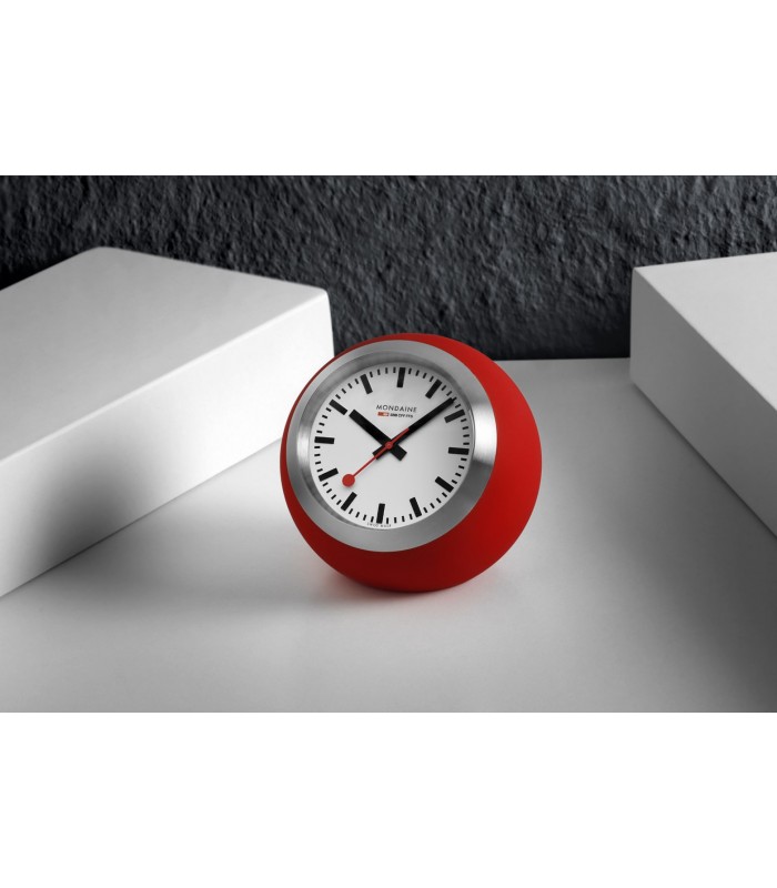 Mondaine Globe Rosso - Orologio da tavolo