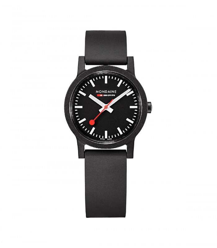 Mondaine essence da donna, orologio vegano, nero